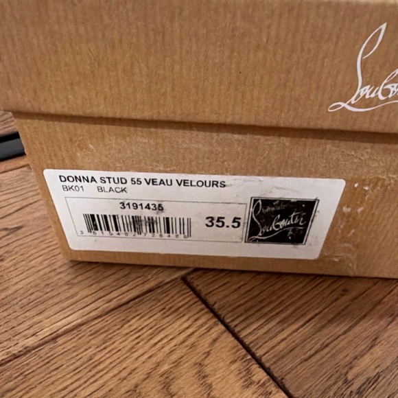 Christian Louboutin Black Veau Velours Donna Stud 55 Block Heel Pumps 35.5 - Picture 8 of 8